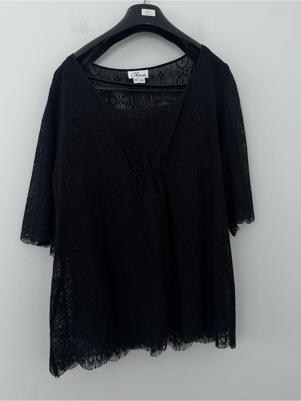 Chaus Black Crochet Lace Overlay Blouse Camisole Liner Whimsigoth Fairycore XL